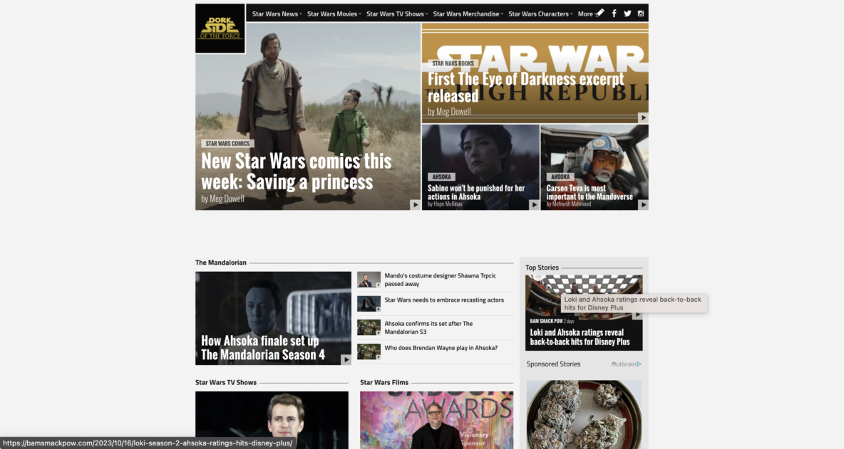 Dork Side of the Force Front Page